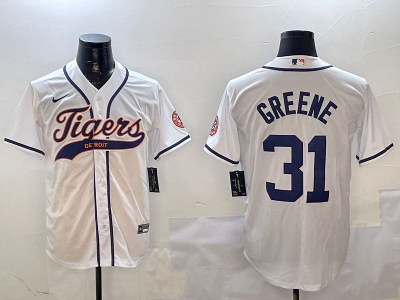 Men Detroit Tigers 31 Greene White Joint Name 2025 Nike MLB Jersey style 1